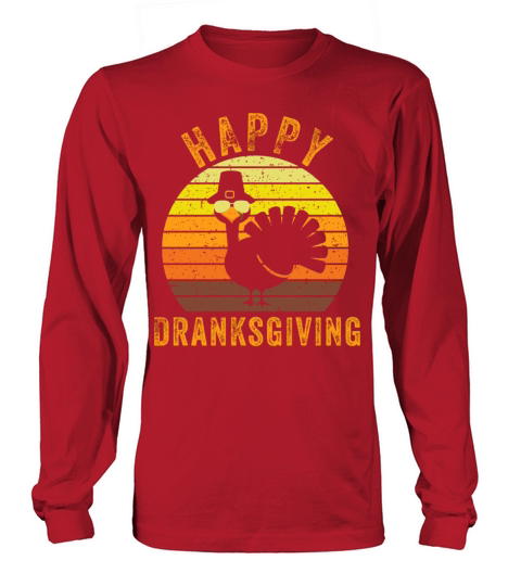 Vintage Happy Dranksgiving Drinksgiving Turkey Tha Men's Long Sleeve