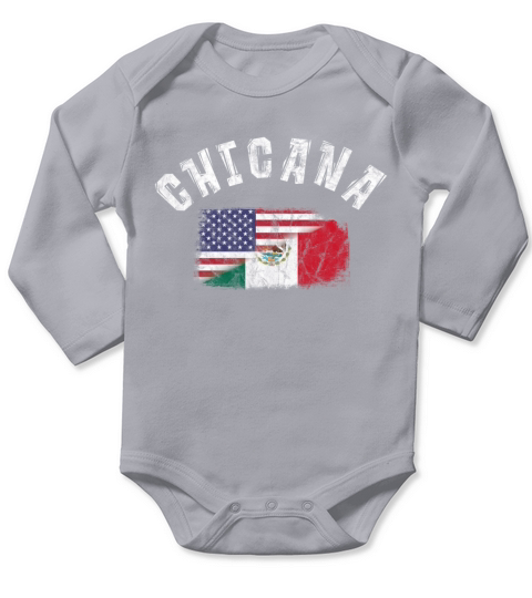 Chicana Mexican American Latina Mexico USA Flag Long Sleeve Baby One-Piece