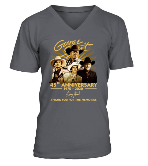 George Strait 45th Anniversary 1975 2020 Thank You For The Memories Signature V-Neck T-shirt