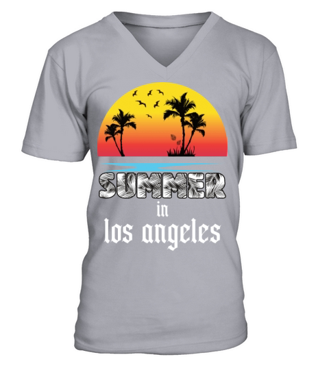 Summer in los angeles beach holiday palm trees Men's V-Neck T-shirt