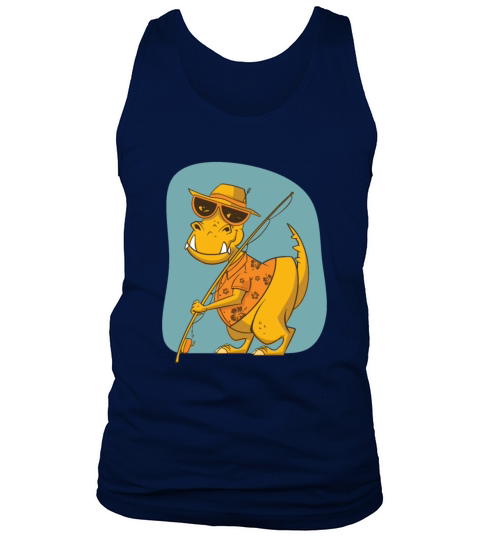 Tyrannosaurus Rex Grandpa goes fishing with angler Men's Tank Top