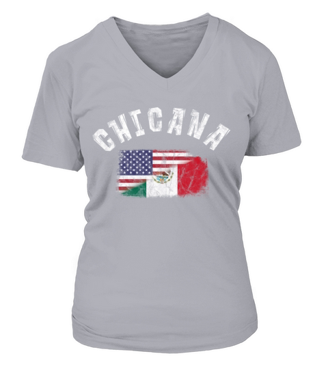 Chicana Mexican American Latina Mexico USA Flag Women's V-Neck T-shirt