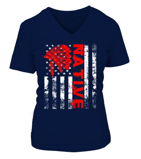 Native American Day Vintage Flag USA Women's V-Neck T-shirt