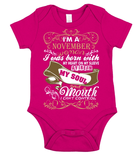 Im A November Woman I Was Born With My Heart Short Sleeve Baby One-Piece