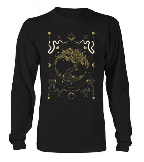 Spiritual Tree Sun Moon Snake Stars Men's Long Sleeve