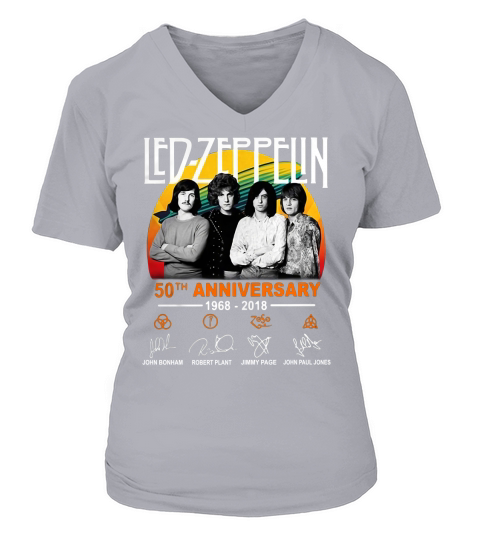 50th Anniversary Led Zeppelin 1968-2018 Signatures shirt V-neck T-Shirt Woman