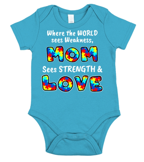 Autism Awareness Mom Strength and Love puzzle Short Sleeve Baby One-Piece