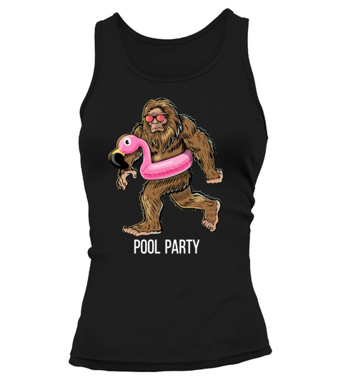 Bigfoot Pool Party Flamingo Float Sasquatch shirt Tank top Woman