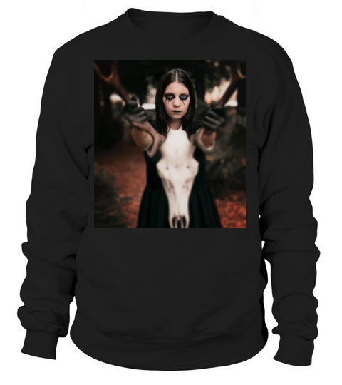 Woman In Black Dress Holding Animal Skull Women's Sweatshirt