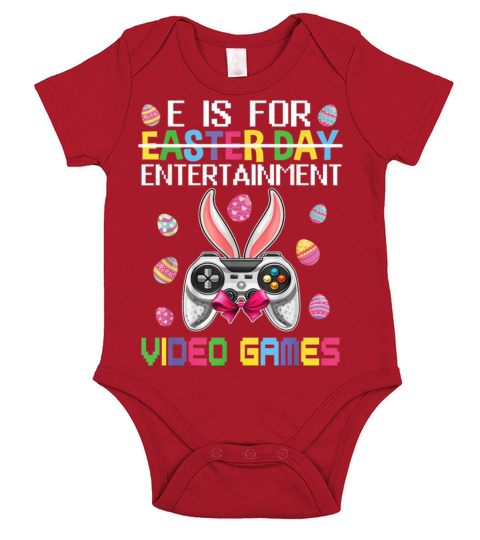 E Is For Entertainment Video Games Easter Day Short Sleeve Baby One-Piece