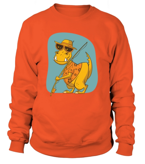 Tyrannosaurus Rex Grandpa goes fishing with angler Women's Sweatshirt
