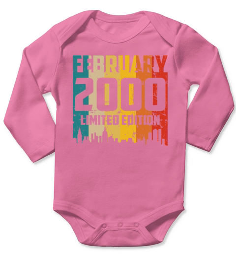 21th Birthday 21 Years Born In 2000 February Long Sleeve Baby One-Piece