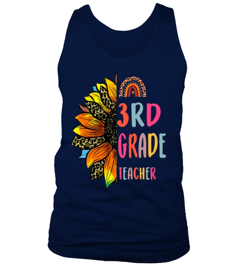 3rd grade teacher with cute rainbow sunflower Men's Tank Top