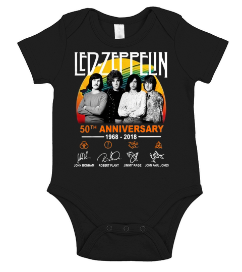 50th Anniversary Led Zeppelin 1968-2018 Signatures shirt Short Sleeve Baby One-Piece