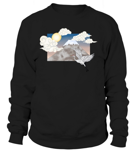 Japanese Crane and mountain sun set Women's Sweatshirt