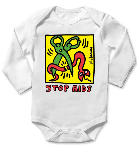 Keith Haring Stop Aids Long Sleeve Baby One-Piece