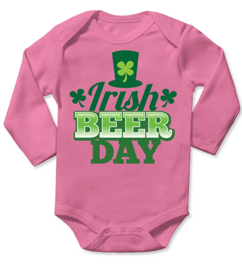IRISH BEER DAY beers shamrock hat St Patricks day Long Sleeve Baby One-Piece