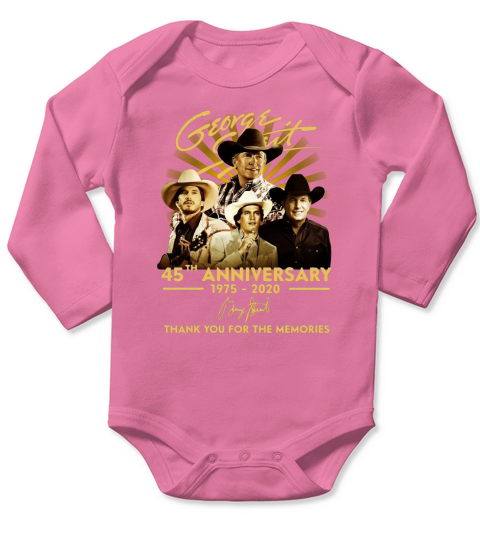 George Strait 45th Anniversary 1975 2020 Thank You For The Memories Signature Long Sleeve Baby One-Piece