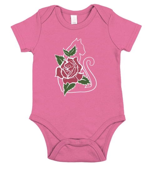 Floral Rose Cat Short Sleeve Baby One-Piece