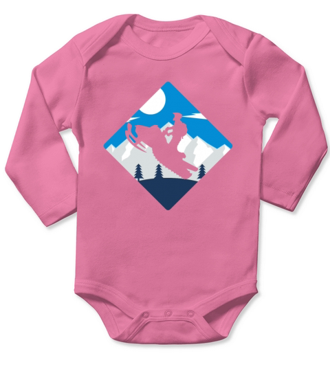 Snowmobile Silhouette Snowmobiling Rider Winter Long Sleeve Baby One-Piece