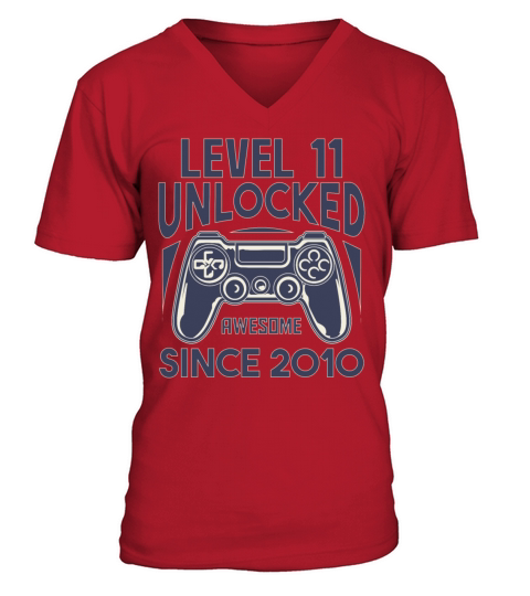 Level 11 Unlocked Awesome Since 2010 Gift For Kids Men's V-Neck T-shirt