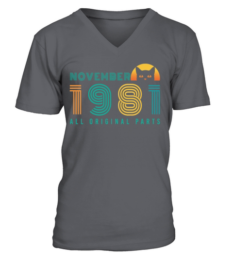 Born In November 1981 Cat Vintage Men's V-Neck T-shirt
