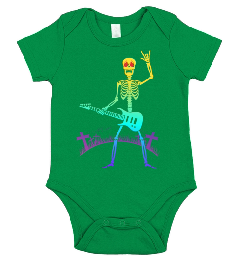 Colorful Skeleton playing Guitar Short Sleeve Baby One-Piece