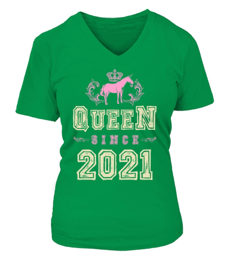 2021 Queen unicorn V-neck T-Shirt Woman