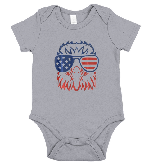 Patriotic Eagle - 4th of July USA American Flag Short Sleeve Baby One-Piece