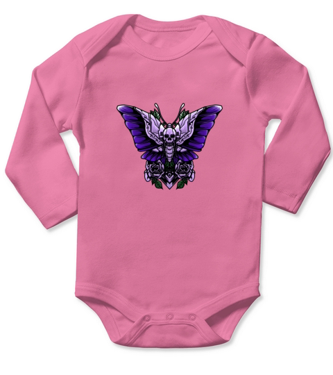 Purple Skull Butterfly Long Sleeve Baby One-Piece