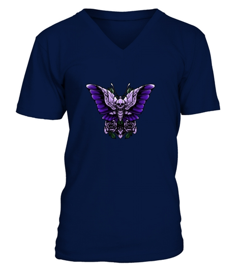 Purple Skull Butterfly Men's V-Neck T-shirt