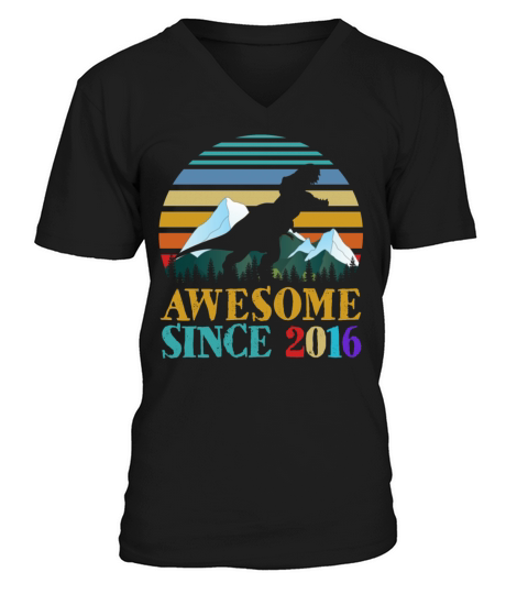 Awesome Since 2016 Kids 3rd Birthday Party Fun Men's V-Neck T-shirt
