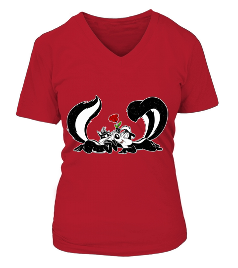 Pepe Le Pew And Penelope Love V-neck T-Shirt Woman