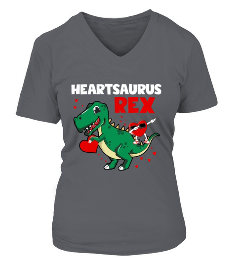 Valentines Day Heartsaurus Rex Dab Dance Heart V-neck T-Shirt Woman