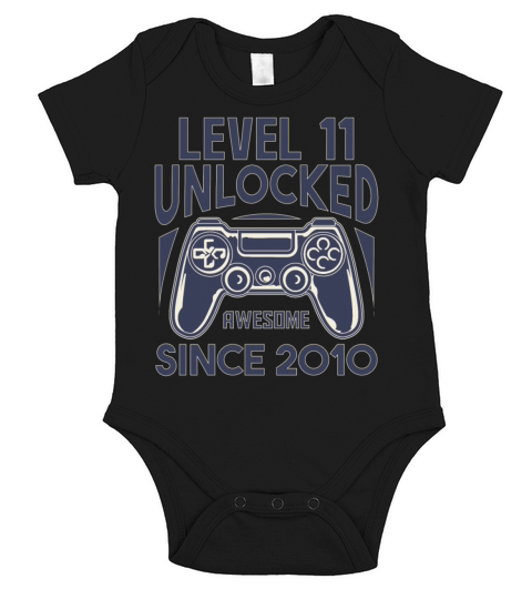Level 11 Unlocked Awesome Since 2010 Gift For Kids Short Sleeve Baby One-Piece