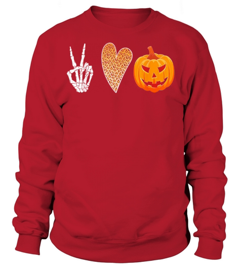 Halloween Skeleton Peace Love Pumpkin Leopard Women's Sweatshirt