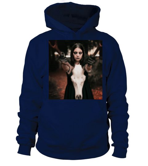 Woman In Black Dress Holding Animal Skull Men's Hoodie