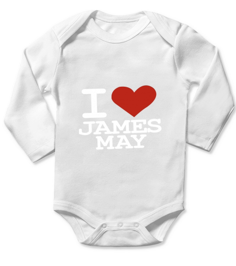 I Love James May Red Heart Long Sleeve Baby One-Piece