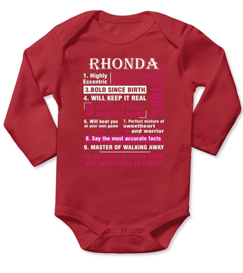 RHONDA Highly Eccentric 10 Facts First Name - Ladies Flowy Tank Long Sleeve Baby One-Piece