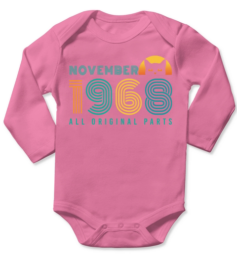 1968 November Vintage Cat Long Sleeve Baby One-Piece