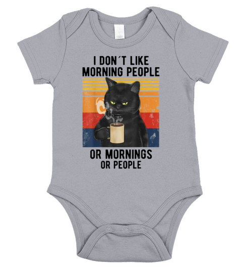 I Dont Like Morning People - Coffee Vintage Cat Short Sleeve Baby One-Piece