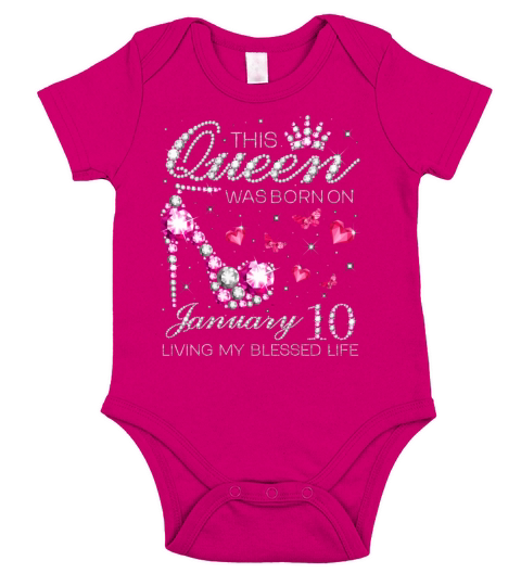 This Queen Was Born On January 10 Living My Blesse Short Sleeve Baby One-Piece