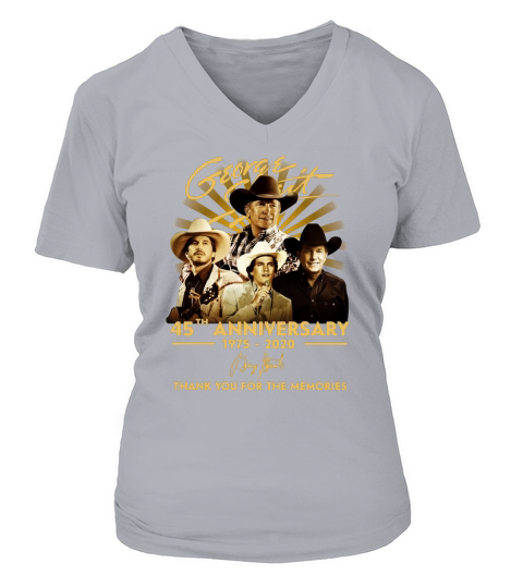 George Strait 45th Anniversary 1975 2020 Thank You For The Memories Signature V-neck T-Shirt Woman