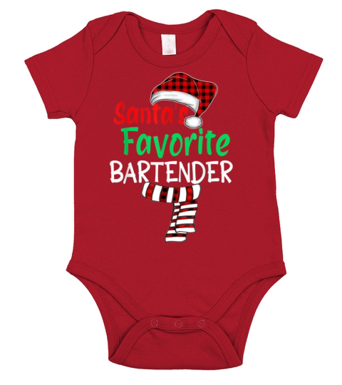 Santas Favorite Bartender Christmas Santa Red Clau Short Sleeve Baby One-Piece