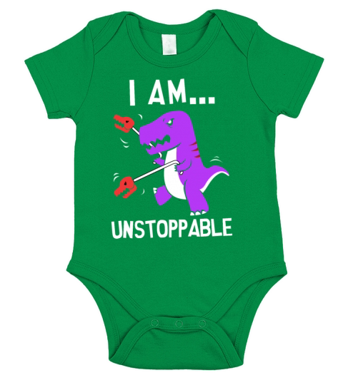 I Am Unstoppable T-rex Dinosaur Claw Grabber Xmas Short Sleeve Baby One-Piece