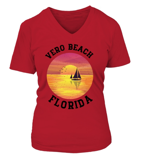 Vintage Vero Beach Florida Retro Women's V-Neck T-shirt