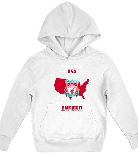 I May Live Usa But I Was Made At Anfield Kids Hoodie
