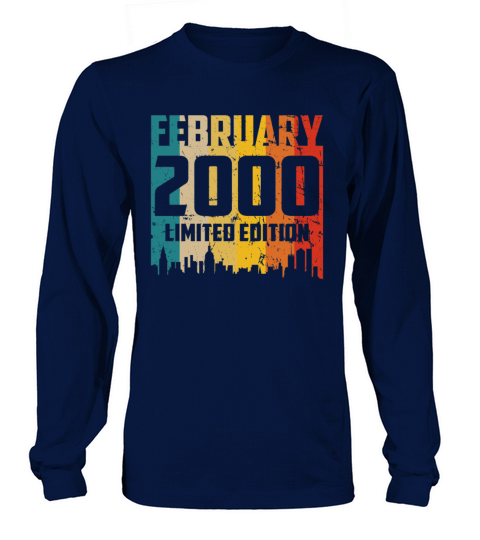 21th Birthday 21 Years Born In 2000 February Men's Long Sleeve