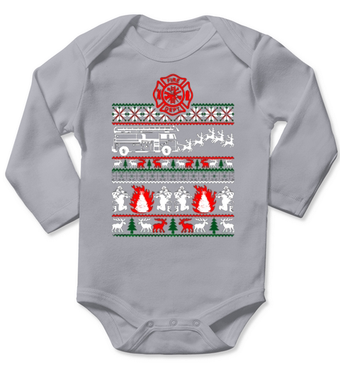 Firefighter Christmas Sweater Ugly Long Sleeve Baby One-Piece