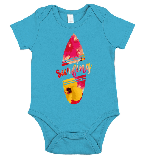 Surfing Surfboard Hibiscus Short Sleeve Baby One-Piece